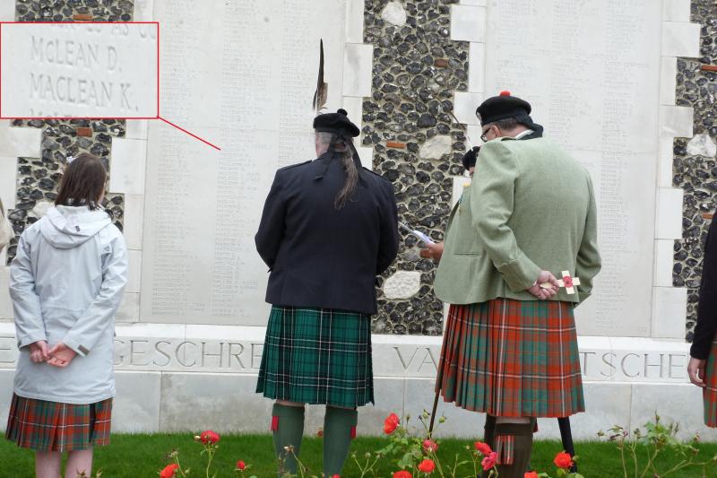 Clans Maclean and Hay at Maclean Panel Tnye Cot Cemetery